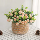 Korean style pink & white artificial roses bouquet living room decor by Decorbites