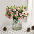 Korean style pink & white artificial roses bouquet living room decor by Decorbites