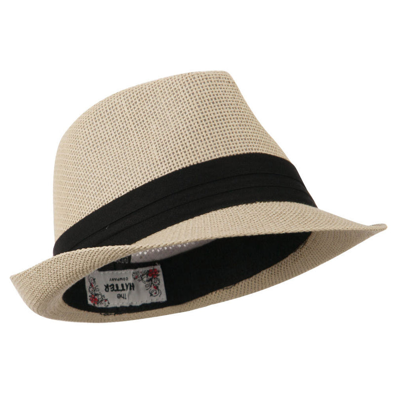 Kid's Paper Straw Black Band Fedora