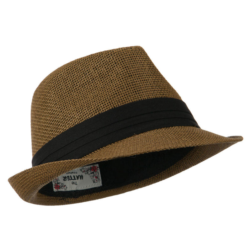 Kid's Paper Straw Black Band Fedora