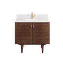 James Martin Amberly 36" Dual Mount Single Bathroom Vanity, Mid-Century Walnut