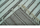 Krabi Contemporary Ivory And Brown Hand Knotted Wool Rug