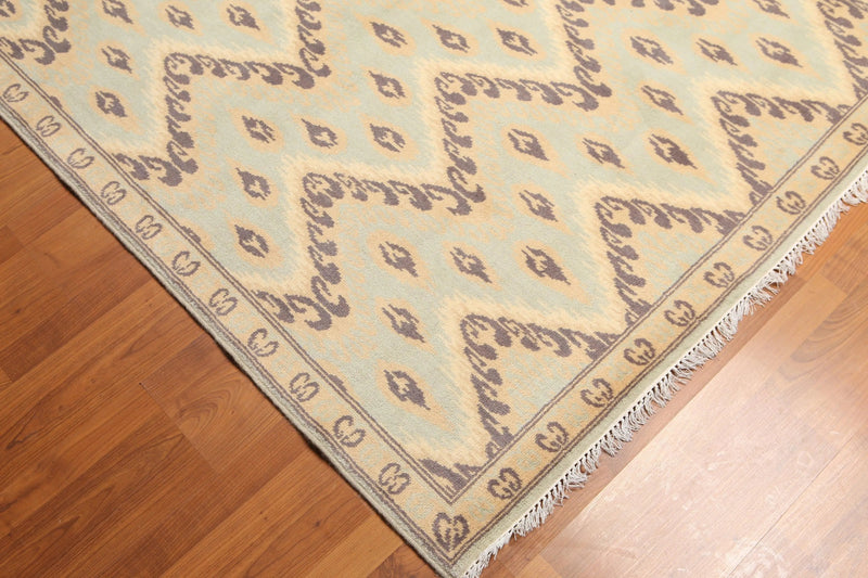 6' x 9' Designer Ikat Hand Knotted 100% Wool Area Rug Aqua