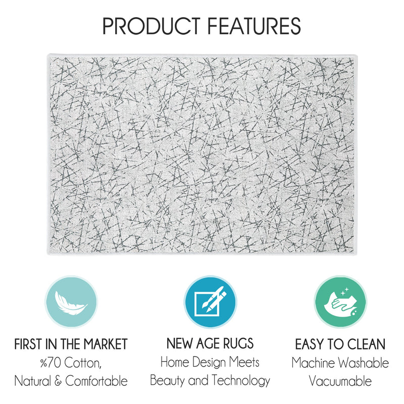 Geometric Design Multipurpose Floor Mat | 20"x31" | White