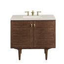 James Martin Amberly 36" Dual Mount Single Bathroom Vanity, Mid-Century Walnut