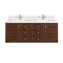 James Martin Amberly 60" Dual Mount Double Bathroom Vanity, Mid-Century Walnut