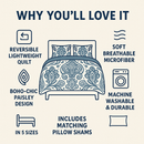 DaDa Bedding Bohemian Summertime White Blue Floral Paisley Bedspread Set (KSX-003)