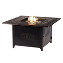 Black Aluminum Fire Table Set with Two Loveseats and Two Club Chairs