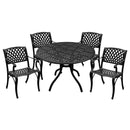 Outdoor Aluminum 5pc Round Black Patio Dining Set with Four Chairs
