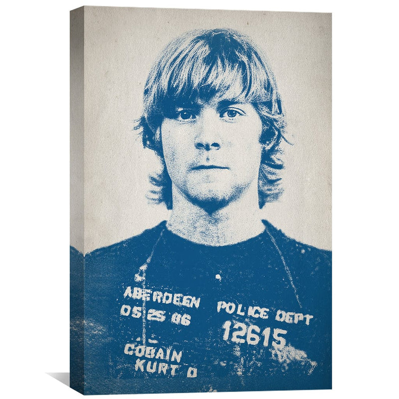 Kurt Cobain Mugshot Blue Canvas