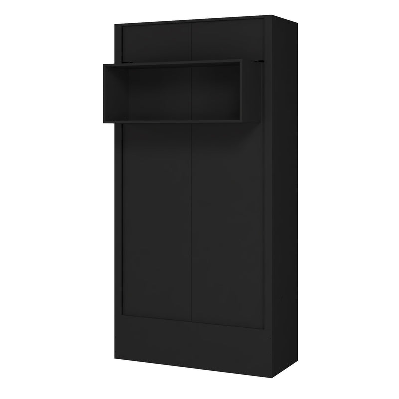 Easy-Lift Twin Murphy Wall Bed in Black with Shelf