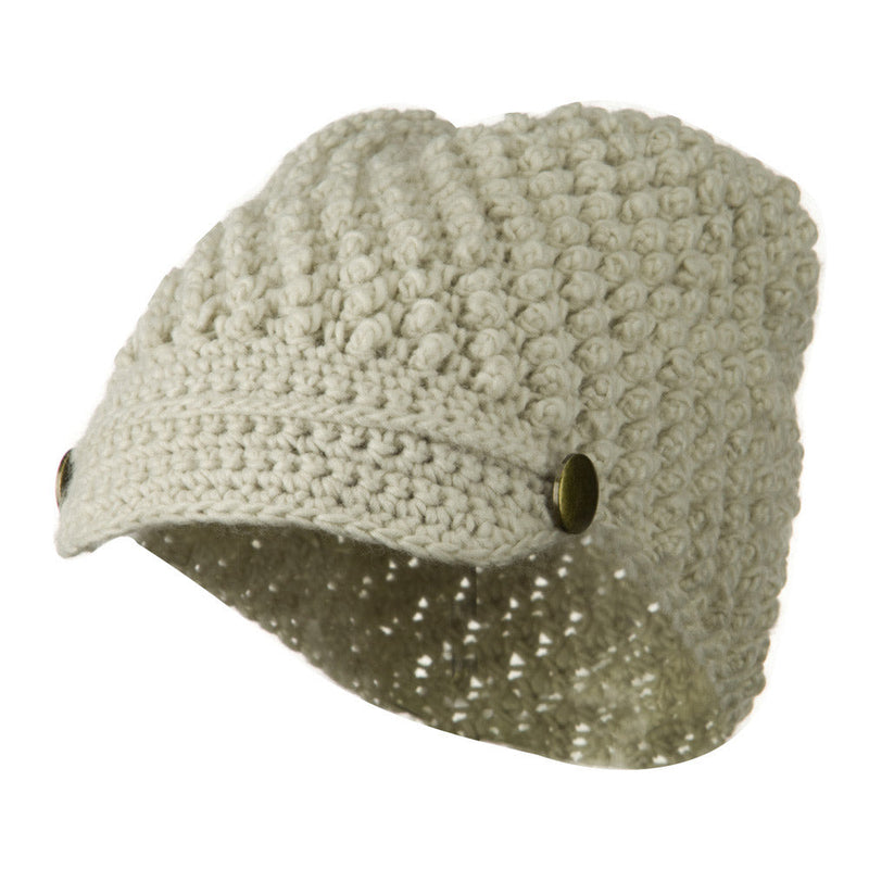 Woman's Knotted Woven Soft Brim Beanie