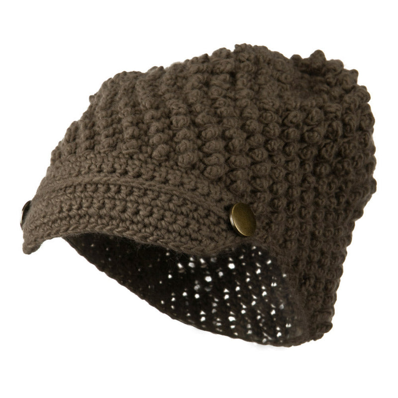 Woman's Knotted Woven Soft Brim Beanie