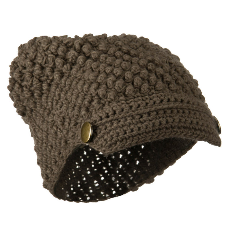 Woman's Knotted Woven Soft Brim Beanie