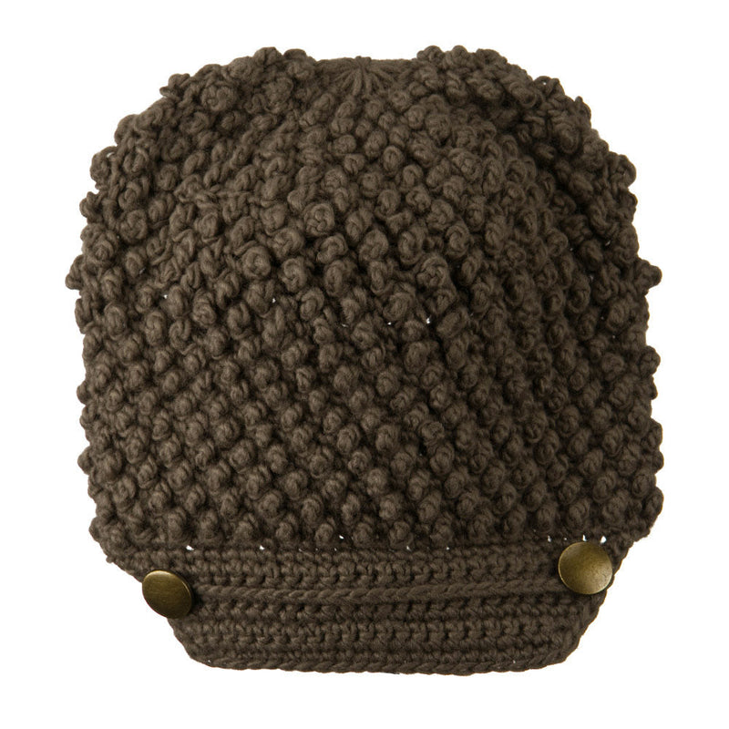 Woman's Knotted Woven Soft Brim Beanie