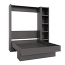 Easy-Lift Full Murphy Wall Bed in Dark Grey with Bookshelf