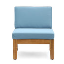 Grenada 8 Seater Acacia Wood Sectional Sofa Set, Teak + Blue