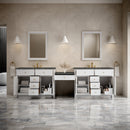 James Martin Bellshire 120" Double Bathroom Vanity, Bright White