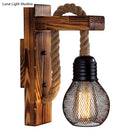 GobekUsa L-Shaped Wooden Lantern Wall Light with Rope Arm - Perfect Farmhouse Bedroom Lighting