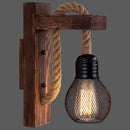 GobekUsa L-Shaped Wooden Lantern Wall Light with Rope Arm - Perfect Farmhouse Bedroom Lighting