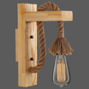 GobekUsa L-Shaped Wooden Lantern Wall Light with Rope Arm - Perfect Farmhouse Bedroom Lighting