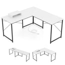 95 Inch 2-Person L-Shaped Long Reversible Computer Desk with Monitor Stand by LJGDeals
