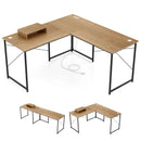 95 Inch 2-Person L-Shaped Long Reversible Computer Desk with Monitor Stand by LJGDeals
