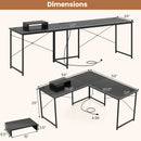 95 Inch 2-Person L-Shaped Long Reversible Computer Desk with Monitor Stand by LJGDeals
