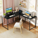 95 Inch 2-Person L-Shaped Long Reversible Computer Desk with Monitor Stand by LJGDeals