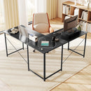 95 Inch 2-Person L-Shaped Long Reversible Computer Desk with Monitor Stand by LJGDeals