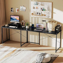 95 Inch 2-Person L-Shaped Long Reversible Computer Desk with Monitor Stand by LJGDeals