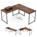 95 Inch 2-Person L-Shaped Long Reversible Computer Desk with Monitor Stand by LJGDeals