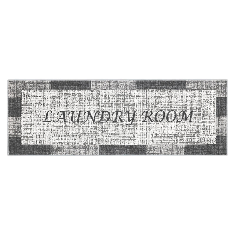 Non Skid Washable Laundry Room Rug Runner-20" x 59"| Gray&White