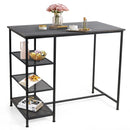 Industrial Dining Bar Pub Table with Metal Frame and Storage Shelves by LJGDeals