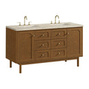 James Martin Laurent 60" Dual Mount Double Bathroom Vanity, Honey Oak