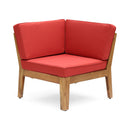 Grenada 5 Seater Acacia Wood Sectional Armless Sofa Set, Teak + Red by HouseOfZazla