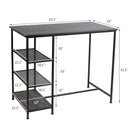 Industrial Dining Bar Pub Table with Metal Frame and Storage Shelves by LJGDeals