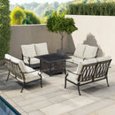 Black Aluminum Fire Table Set with Four Deep Seating Loveseats