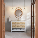 James Martin Olena 48" Single Bathroom Vanity, Polished White and Light Mappa Burl