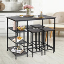 Industrial Dining Bar Pub Table with Metal Frame and Storage Shelves by LJGDeals