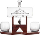 Whiskey Decanter Set - 1250ml Ship & 2 Whiskey Glasses