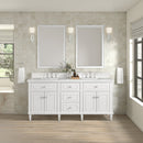 James Martin Lorelai 72" Double Bathroom Vanity, Bright White