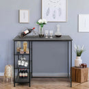 Industrial Dining Bar Pub Table with Metal Frame and Storage Shelves by LJGDeals