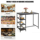 Industrial Dining Bar Pub Table with Metal Frame and Storage Shelves by LJGDeals