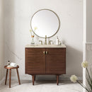 James Martin Amberly 36" Dual Mount Single Bathroom Vanity, Mid-Century Walnut