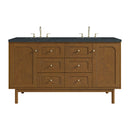 James Martin Laurent 60" Dual Mount Double Bathroom Vanity, Honey Oak