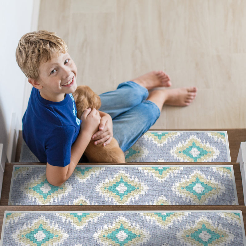 New Age Tetra Multi Color Design 9" X 28" Stair Treads