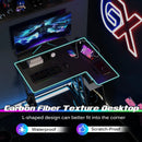 L Shaped Gaming Desk with Outlets and USB Ports by LJGDeals