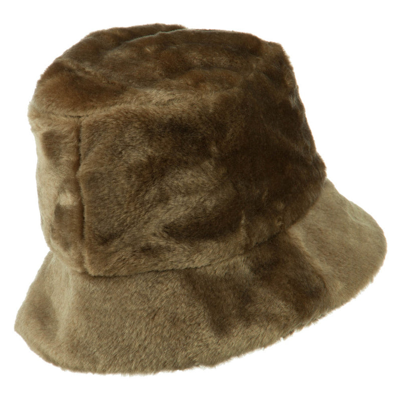 Faux Fur Large Brim Bucket Hat