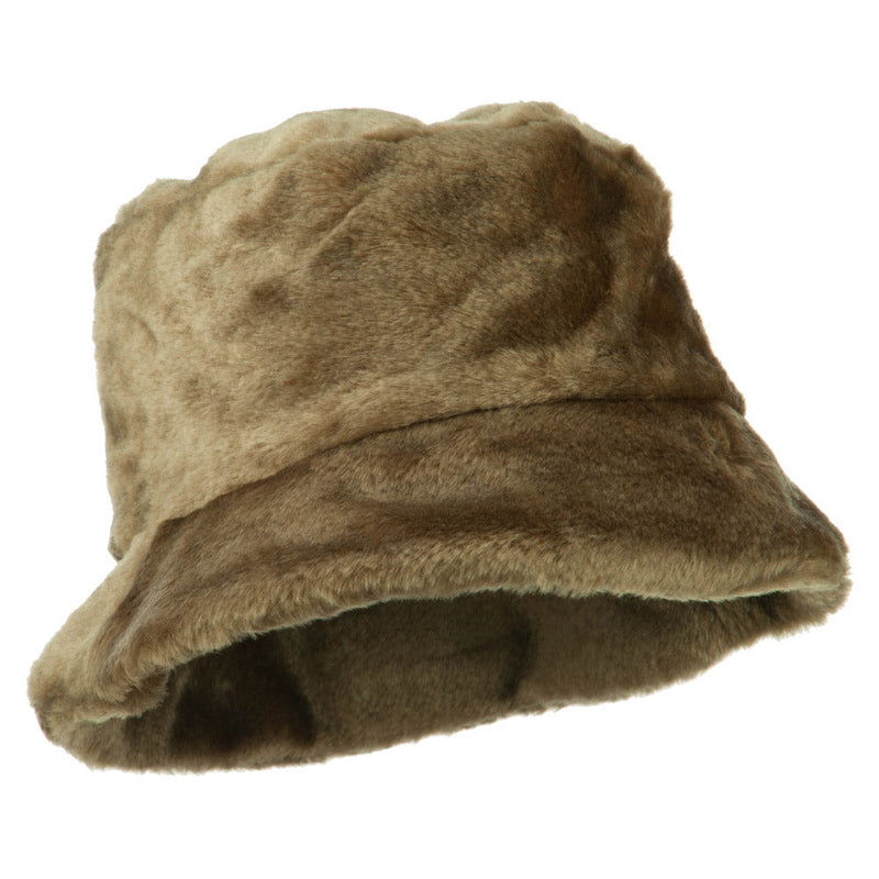 Faux Fur Large Brim Bucket Hat